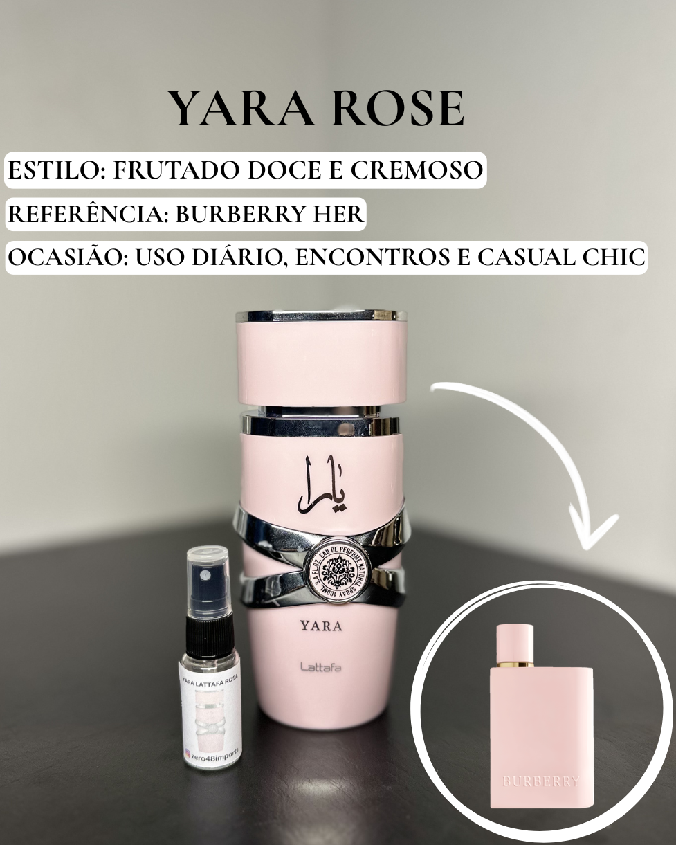 Decant Yara Rose Lattafa Perfume Feminino — 3ml ou 5ml