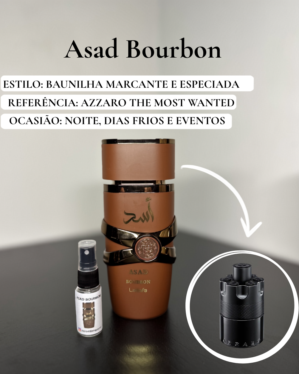Decant Asad Bourbon Lattafa Perfume Masculino — 3ml ou 5ml