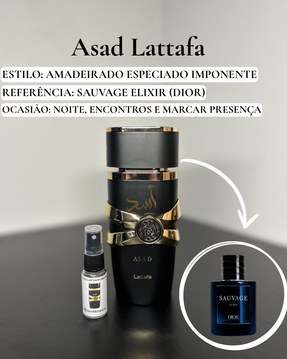 Decant Asad Lattafa Perfume Masculino — 3ml ou 5ml