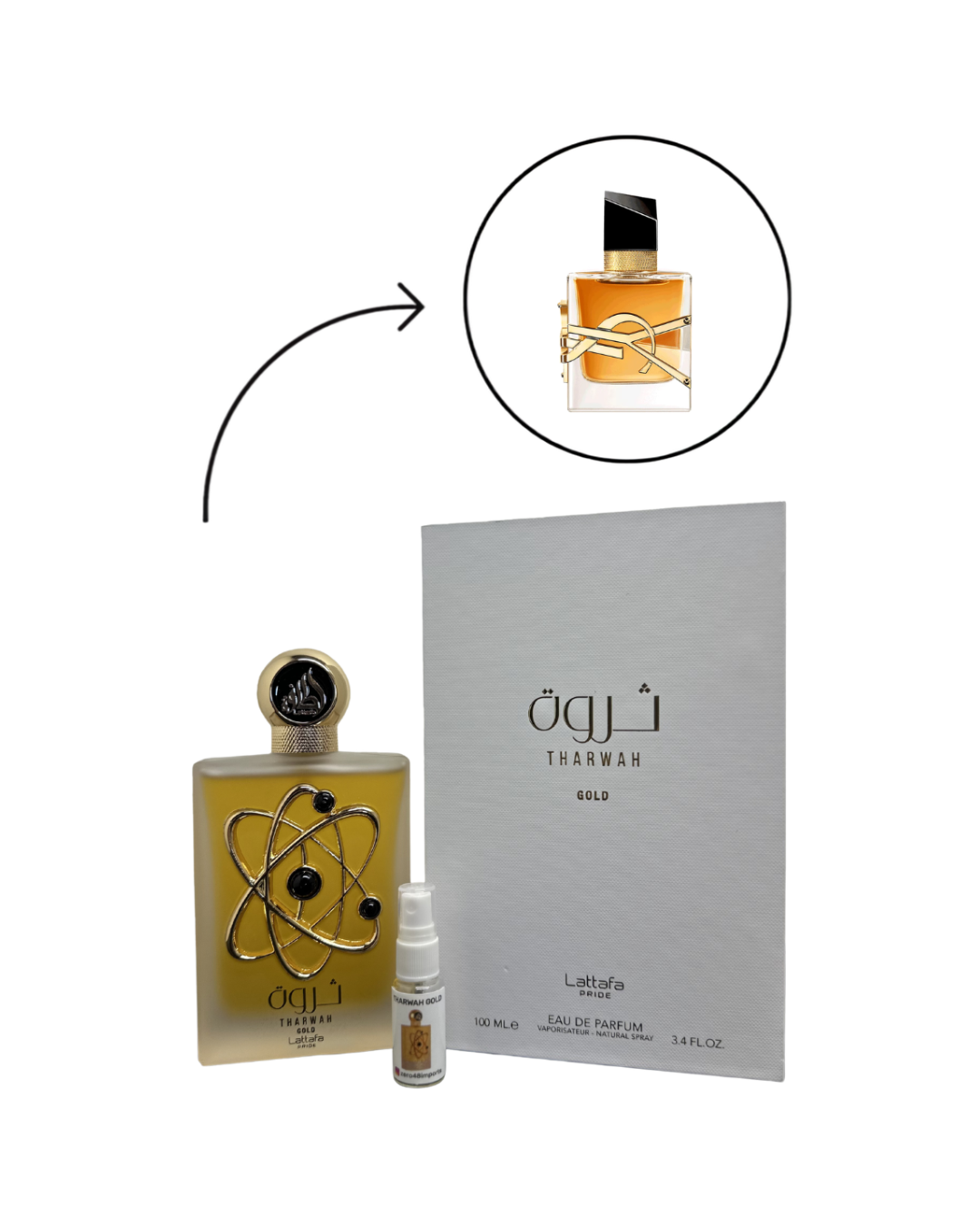 Decant Tharwah Gold Lattafa Perfumes Perfume Feminino — 3ml ou 5ml
