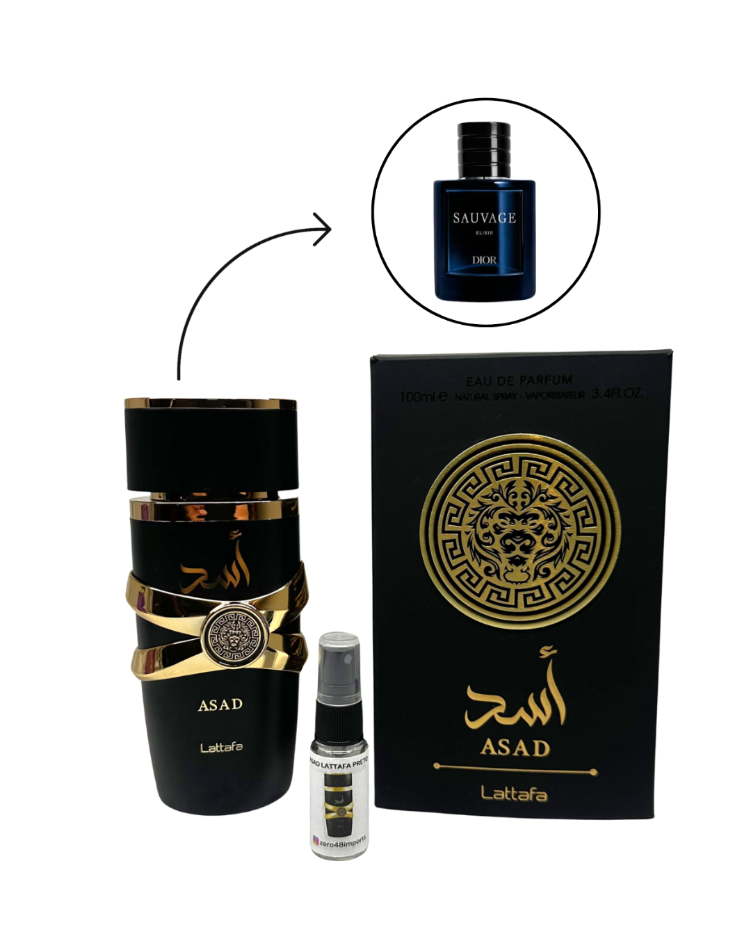 Decant Asad Lattafa Perfume Masculino — 3ml ou 5ml