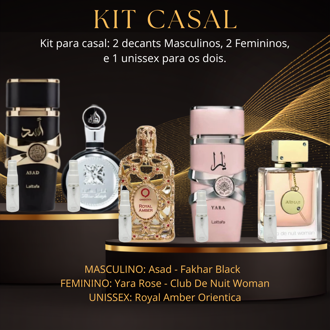 Kit Casal Decants — 5 Perfumes Árabes (3ml ou 5ml)
