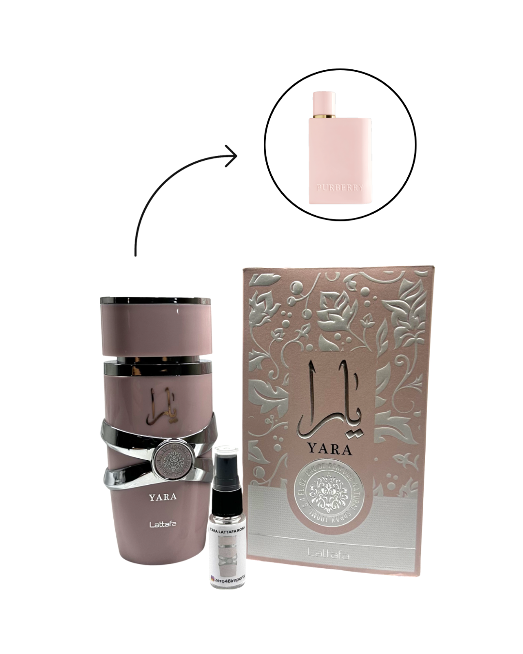 Decant Yara Rose Lattafa Perfume Feminino — 3ml ou 5ml